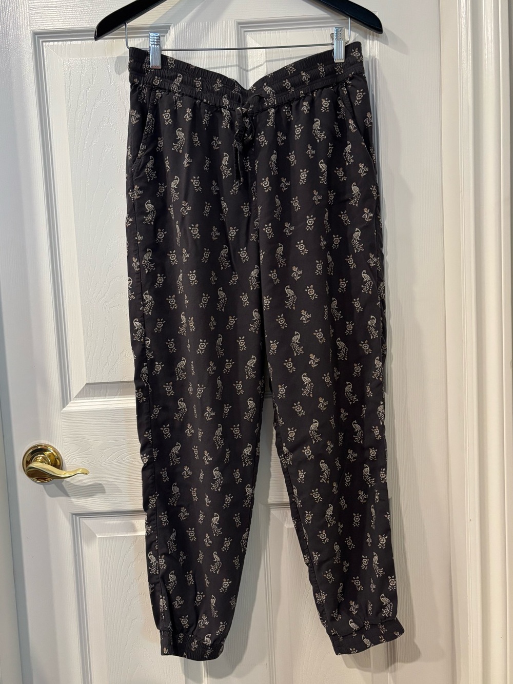 Grey Printed Drawstring Pants